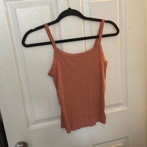 Coral ribbed cropped tank top